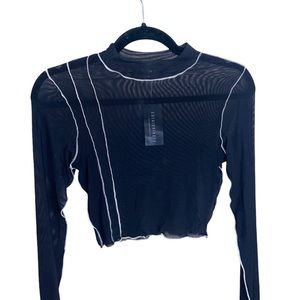 Black Mesh Crop Top NWT!!🔥